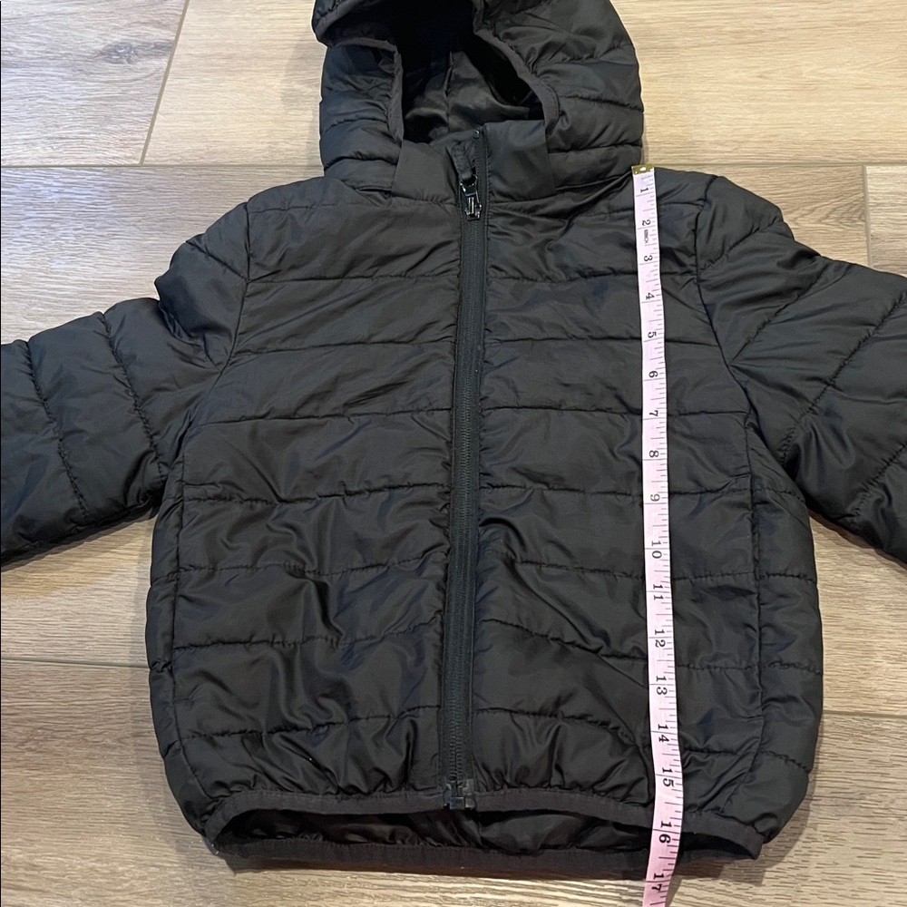 H&M Kids Black Puffer Jacket Size 5T/6 Removable Hood Full Zip Pockets - Picture 12 of 14
